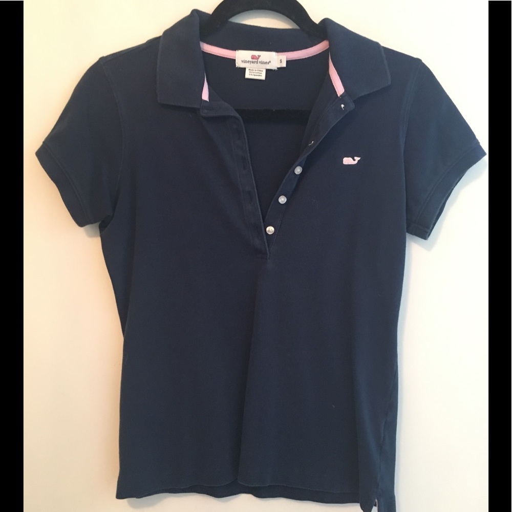 Vineyard Vines navy blue button up s/s polo